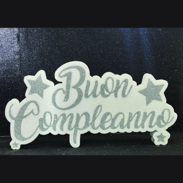 Polistirolo "Buon Compleanno" argento