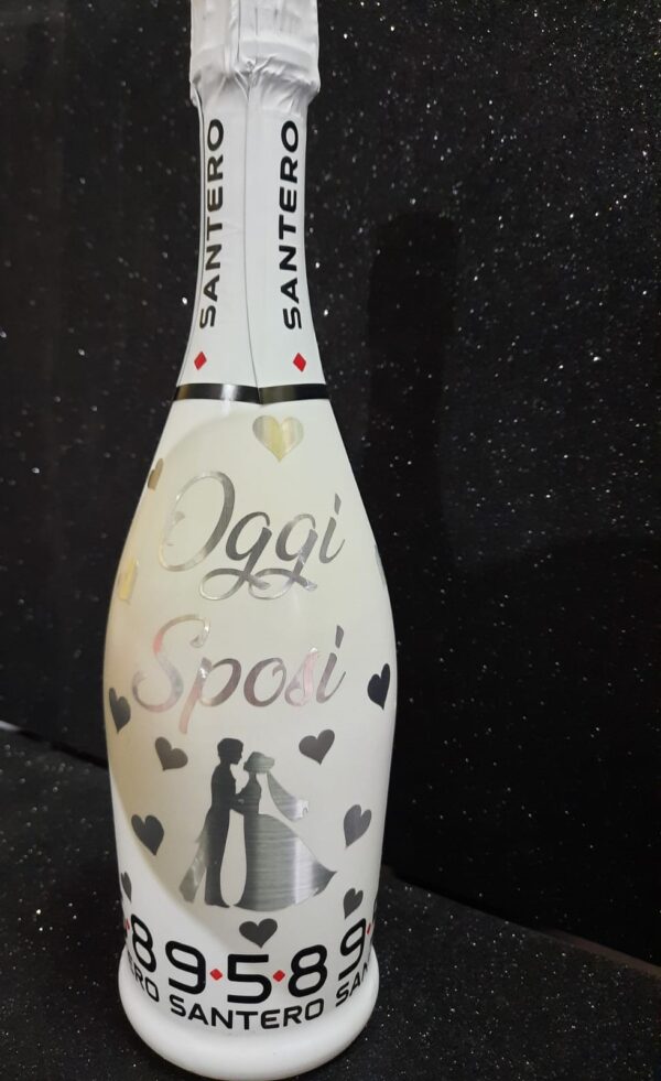 Bottiglia Santero 958 da 750ml "Oggi Sposi" bianco personalizzabile - immagine 2