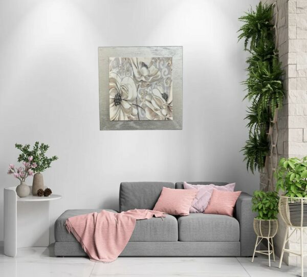 Quadro fiori argento moderno - immagine 2