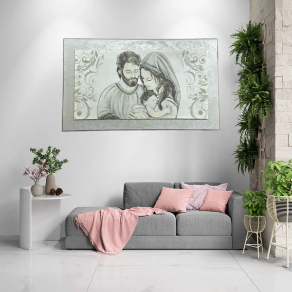 Quadro Sacra Famiglia argento moderno grande - immagine 2