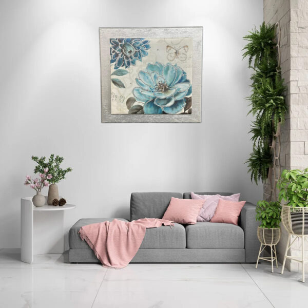 Quadro fiori blu moderno argento - immagine 2