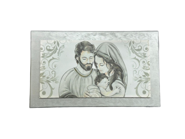 Quadro Sacra Famiglia argento moderno grande